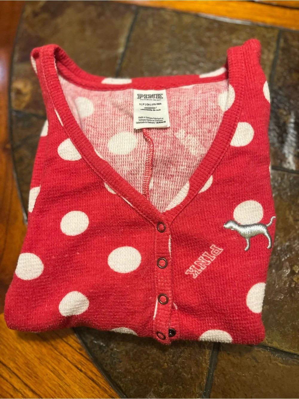 Pink Red Polka Dot Cat Jumpsuit with Silver Cat Embroidery - size S/P